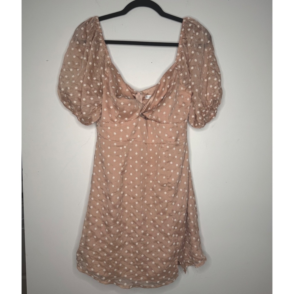 Saints + Secrets Pink Floral Puff Sleeve Mini Dress Coquette Romantic Girly